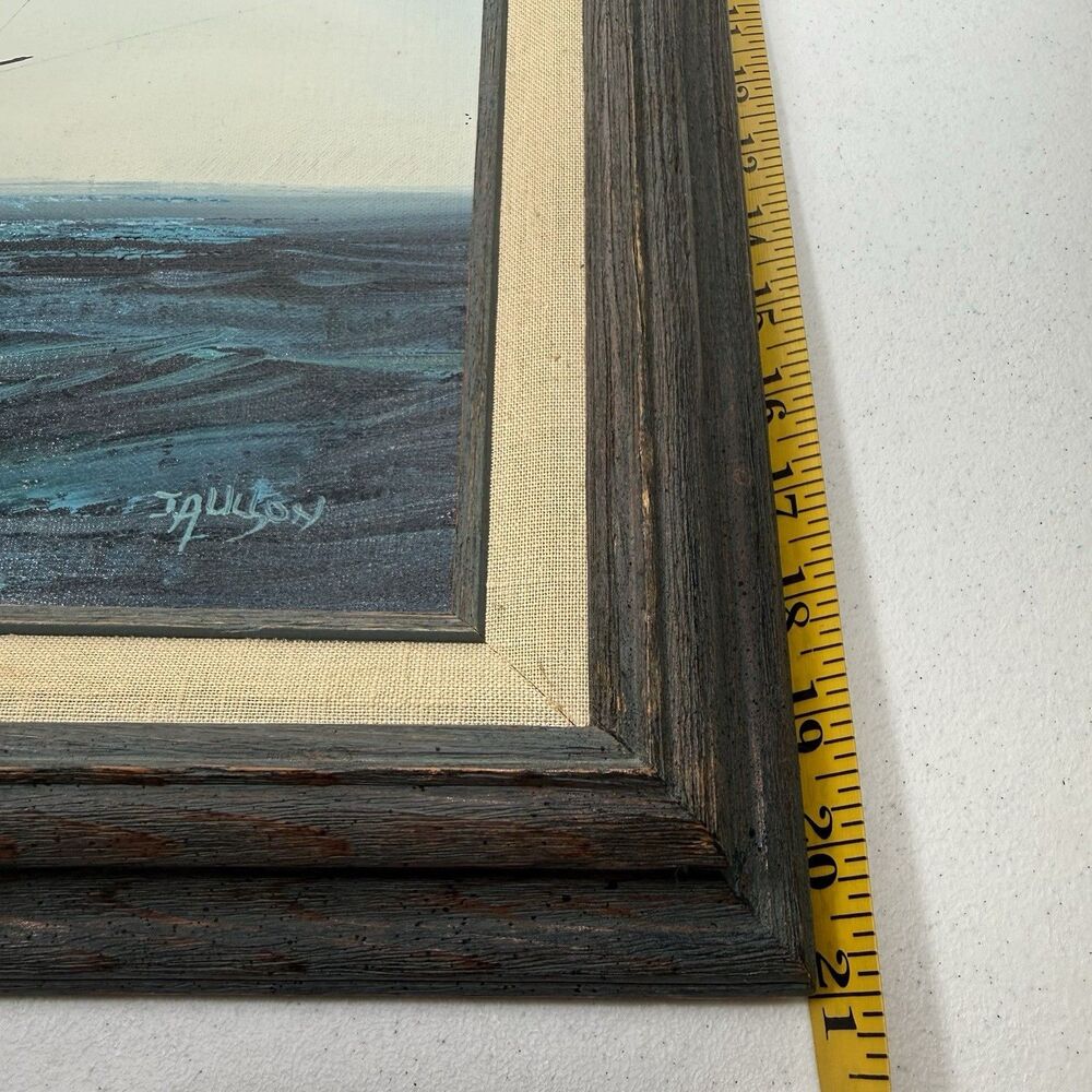Hewitt Jackson Original Oil Painting on Canvas Framed Clipper Ship 21”x25” - Picture 9 of 10